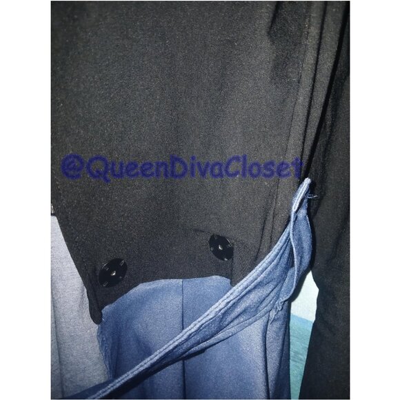 Shein Sylvia Mollie Plus Faux Denim Black Peplum Colorblock Blazer Jacket 12, 0X - Picture 8 of 11